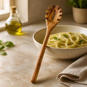 Preview: Spaghetti Löffel aus Olivenholz