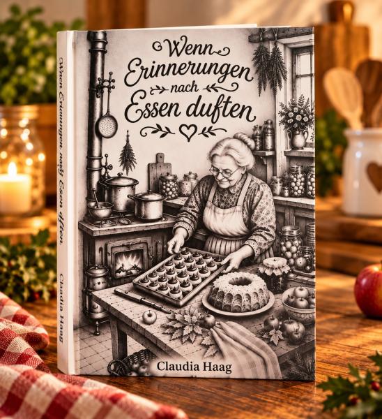 Wenn Erinnerungen nach Essen duften- Kochbuch,Softcover mit Schneidbrett "Kochen macht Spaß..."